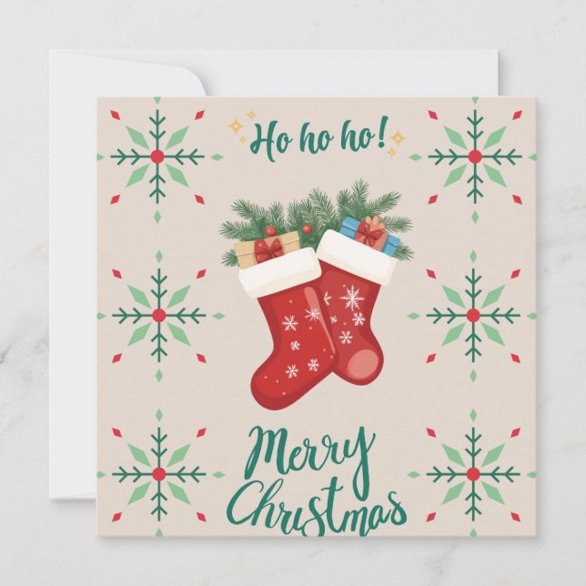 Cozy Christmas Stockings Card – Festive Holiday Gr (Vorderseite)