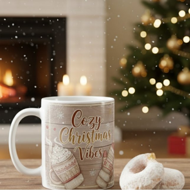 Cozy Christmas Vibes Mug | Rustic Winter Cabin Coc Kaffeetasse (Von Creator hochgeladen)