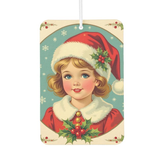 Cozy Christmas Victorian Cute Girl Autolufterfrischer (Vorderseite)