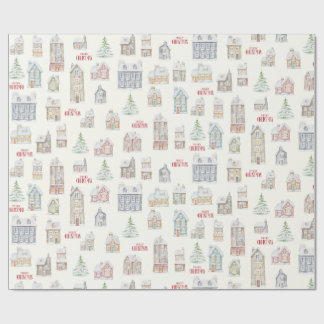 Cozy Christmas Winter Homes Wrapping Paper Geschenkpapier