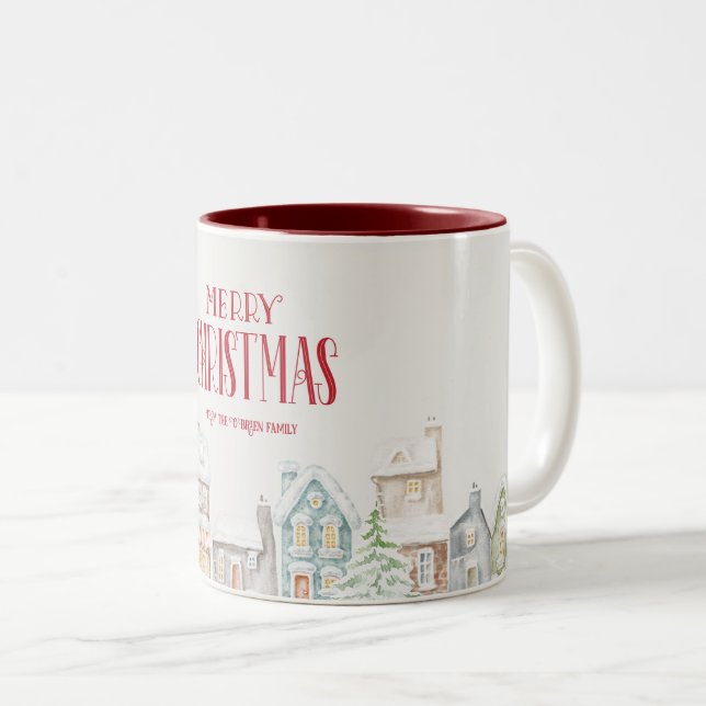Cozy Christmas Winter Homes Zweifarbige Tasse (VorderseiteRechts)