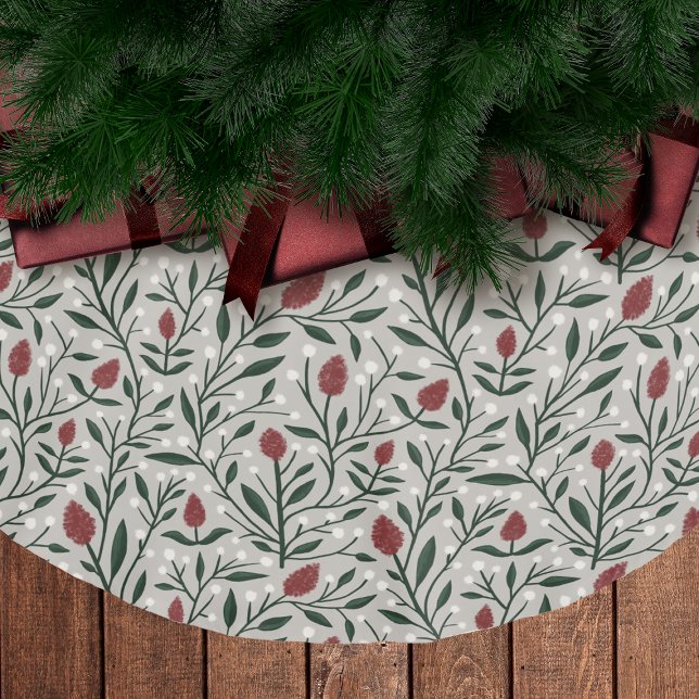 Cozy Classic Rustic Floral Christmas Pattern Polyester Weihnachtsbaumdecke (Von Creator hochgeladen)
