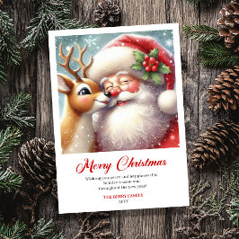 Cozy Classic Santa And Rudolph Holiday Greeting Feiertagskarte