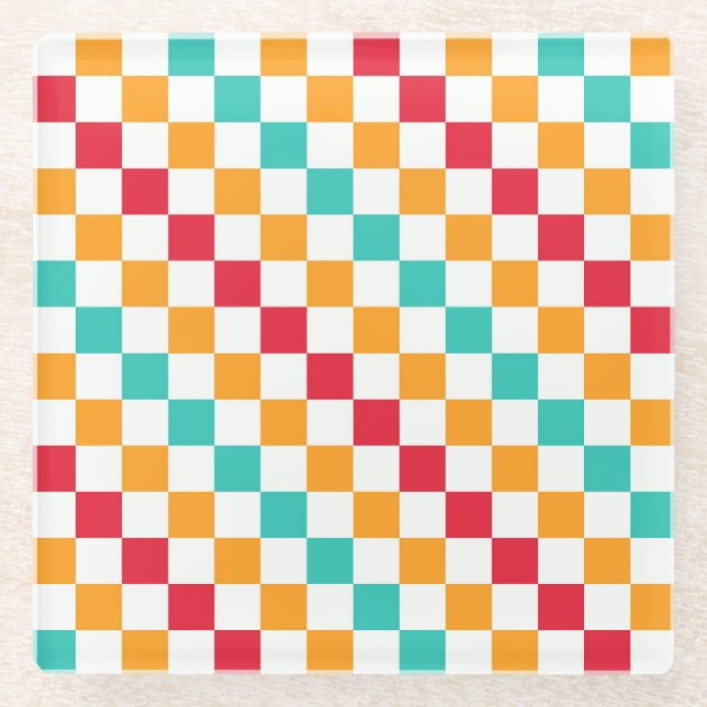 Cozy classroom diagonal checkerboard pattern glasuntersetzer (Vorderseite)