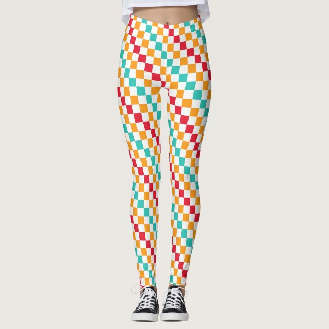 Cozy classroom diagonal checkerboard pattern leggings (Vorderseite)