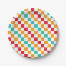 Cozy classroom diagonal checkerboard pattern pappteller