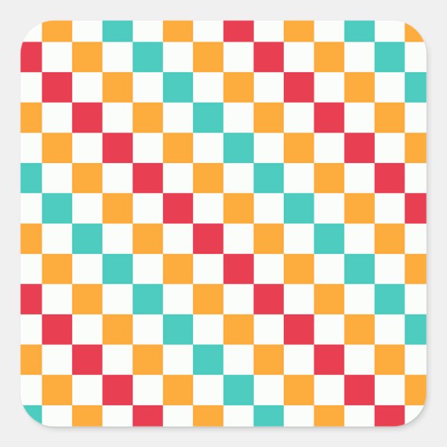 Cozy classroom diagonal checkerboard pattern quadratischer aufkleber (Vorderseite)