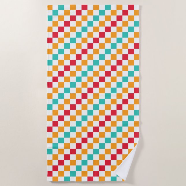 Cozy classroom diagonal checkerboard pattern strandtuch (Vorderseite)