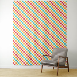 Cozy classroom diagonal checkerboard pattern wandteppich