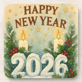 cozy coaster set for happy new year 2026 getränkeuntersetzer