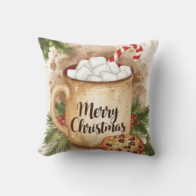 Cozy cocoa merry christmas holly cookie warm kissen (Vorderseite)
