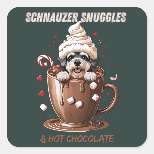 Cozy Cocoa & Schnauzer Stickers – Winter Party Edi (Vorderseite)