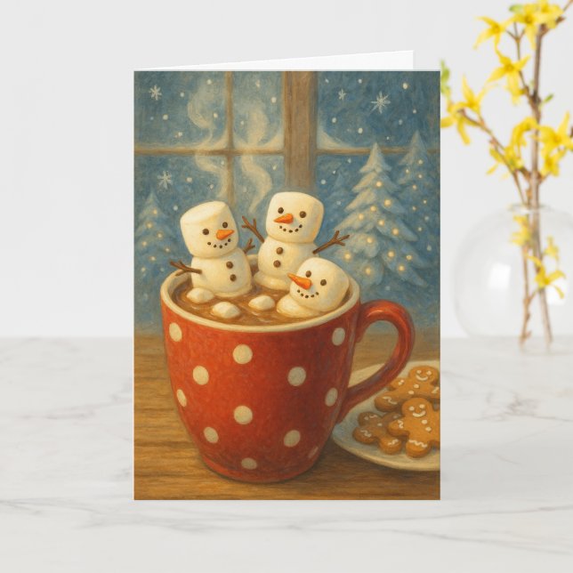 Cozy Cocoa Snowmen Karte (Gelbe Blume)
