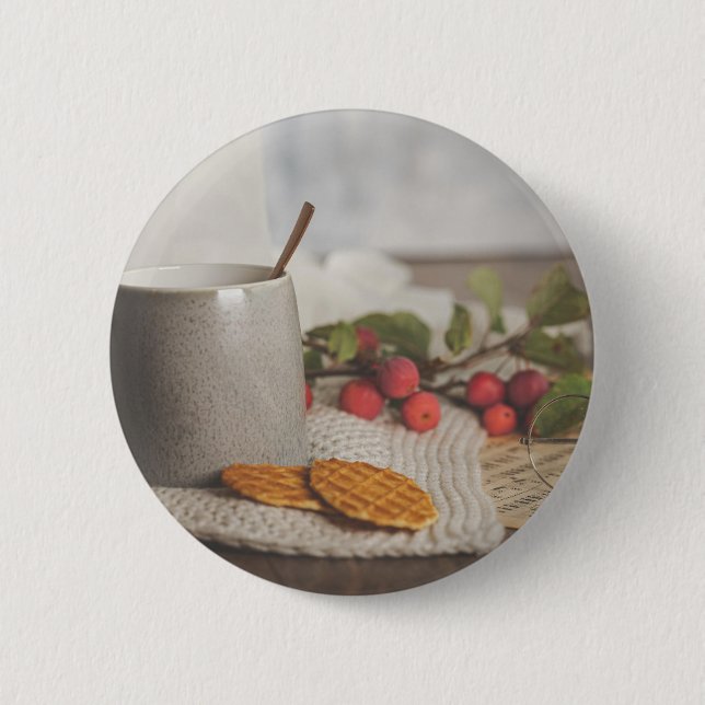 Cozy Coffee and Biscuits Morning Aesthetic Button (Vorderseite)