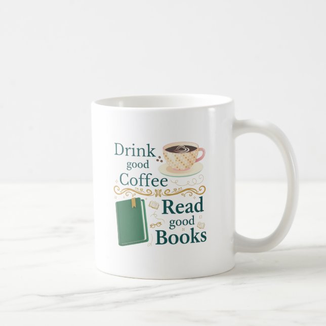 Cozy Coffee & Book Lover Vintage Quote Design Kaffeetasse (Rechts)