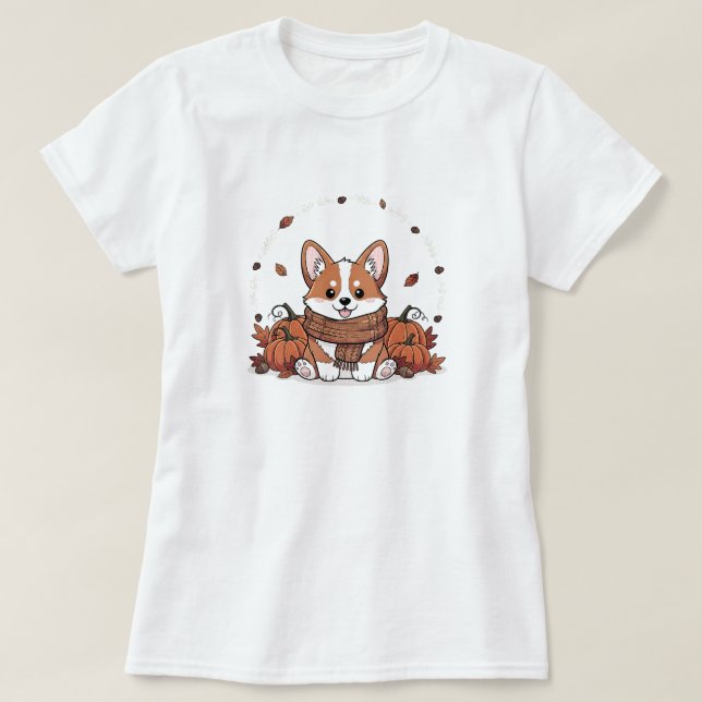 Cozy Corgi | NUR WEISS T-Shirt (Design vorne)