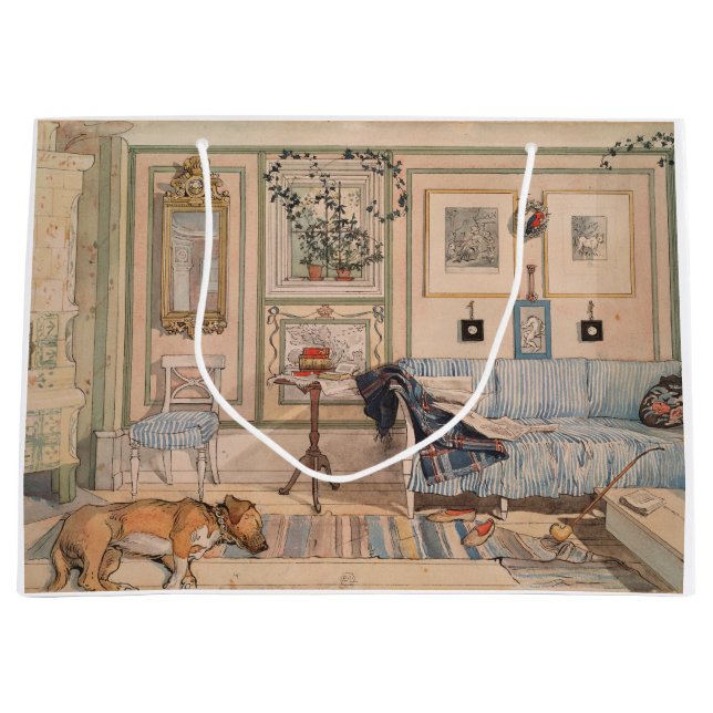 Cozy Corner (von Carl Larsson) Große Geschenktüte (Vorderseite)