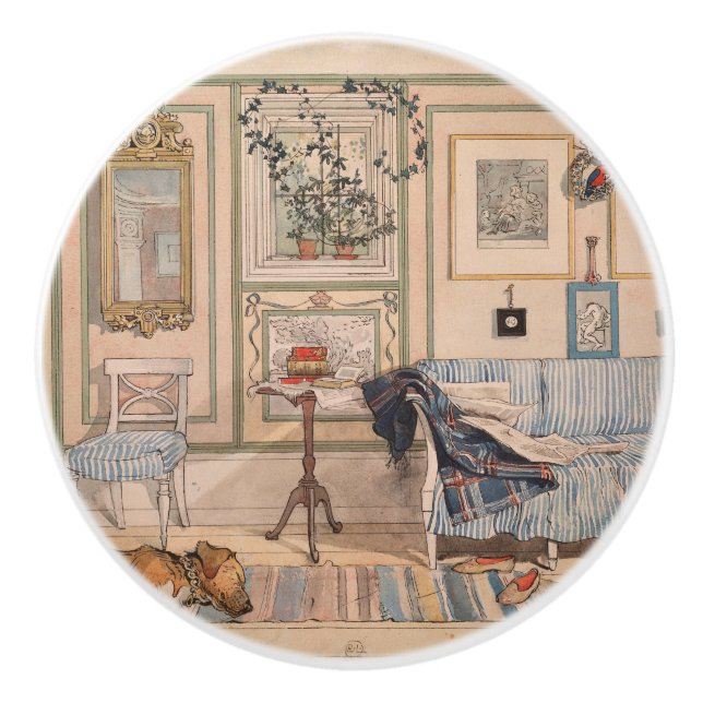 Cozy Corner (von Carl Larsson) Keramikknauf (Vorderseite)