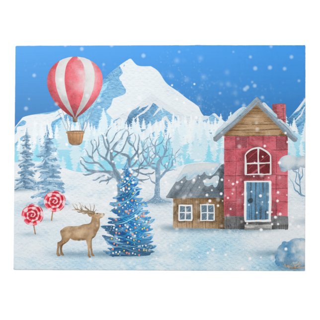 Cozy Cottage In Winter Wonderland Notizblock (Vorderseite)