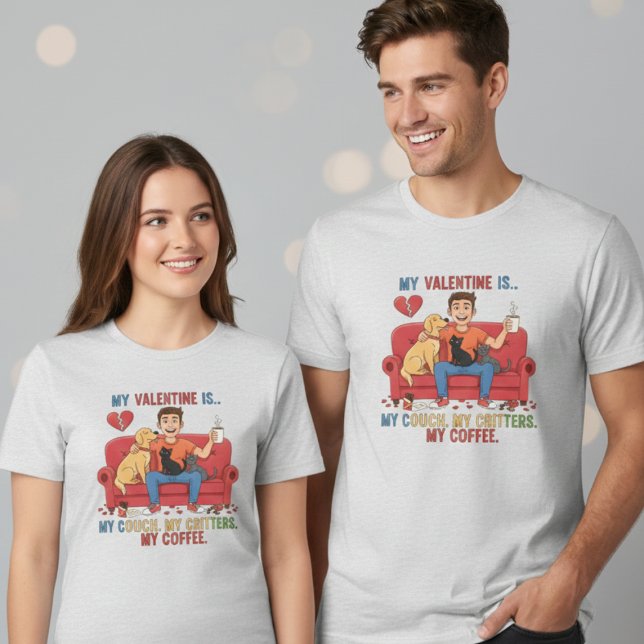 Cozy Couch Critters Coffee Valentine Lovers Gift Tri-Blend Shirt (Von Creator hochgeladen)