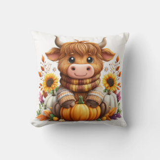 Cozy Cow with Pumpkin & Sunflowers Kissen