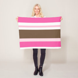 Cozy Custom Fleece Blanket Brown & Pink Stripe