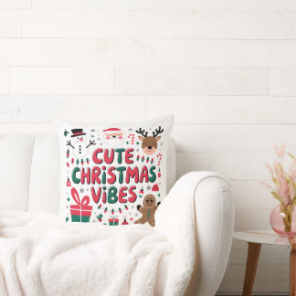 Cozy "Cute Christmas Vibes" Throw Pillow Kissen