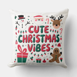 Cozy "Cute Christmas Vibes" Throw Pillow Kissen