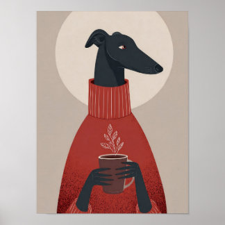 Cozy Dog Art – Tasse & Dampf Poster