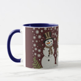 Cozy Embroidered Snowman Winter Mug Tasse