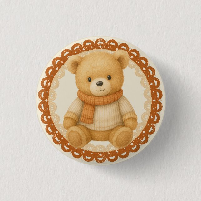 Cozy Fall Baby Shower | Neutral Cream & orange Button (Vorderseite)