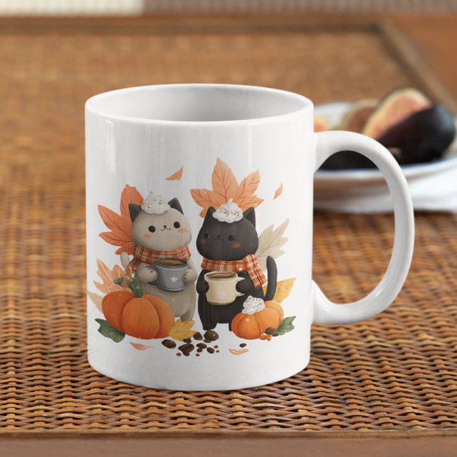 Cozy Fall Cats Mug for Coffee Lovers Tasse (Bring warmth to your mornings — your photo becomes art on this cozy mug)