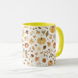 Cozy Fall Harvest Watercolor Mug | Autumn Pumpkin Tasse