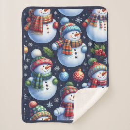 Cozy Festive Snowman Sherpadecke