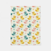 Cozy Fleece Pastel Watercolor Duck Pattern Blanket
