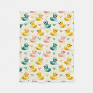 Cozy Fleece Pastel Watercolor Duck Pattern Blanket