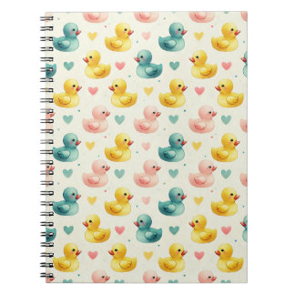 Cozy Fleece Pastel Watercolor Duck Pattern Noteboo Notizblock