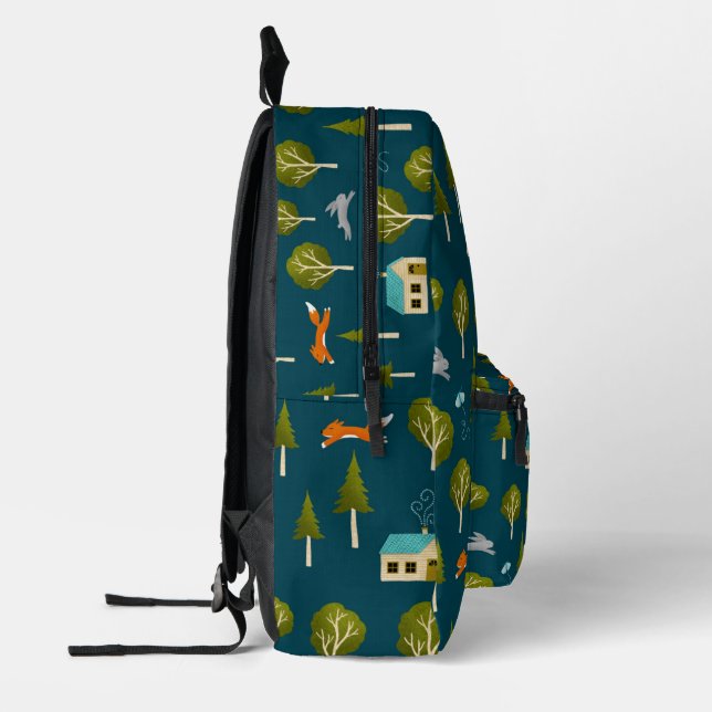 Cozy Forest Cabin and Animals Bedruckter Rucksack (Links)