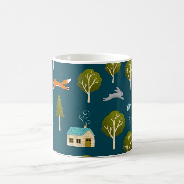 Cozy Forest Cabin and Animals Notebook Kaffeetasse (Mittel)