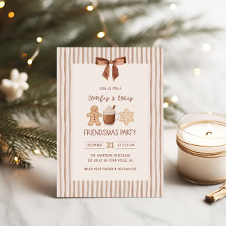 Cozy Friendsmas Striped Christmas Party Invitation Einladung