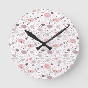 Cozy Galaxy- cosmos, stars and clouds Throw Pillow Runde Wanduhr