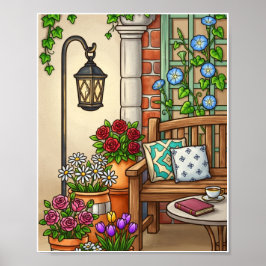 Cozy Garden Bench Art Poster