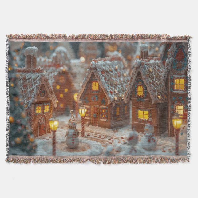 “Cozy Gingerbread Village Christmas Throw Blanket” Decke (Vorderseite)