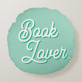 Cozy Green Book Lover Round Throw Pillow Rundes Kissen