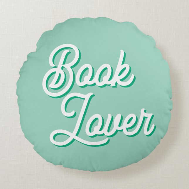 Cozy Green Book Lover Round Throw Pillow Rundes Kissen (Vorderseite)