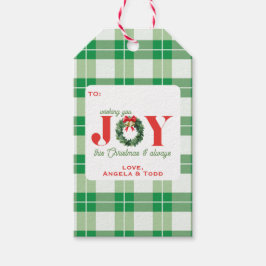 Cozy Green Plaid Christmas Joy Geschenkanhänger