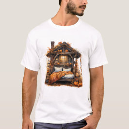 Cozy Halloween-Kürbis-Cottage-T-Shirt – Warmer Her T-Shirt