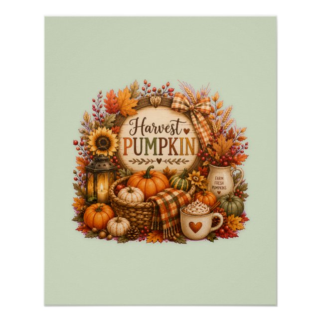 Cozy Harvest Pumpkin / Cosecha Acogedora  Poster (Vorderseite)