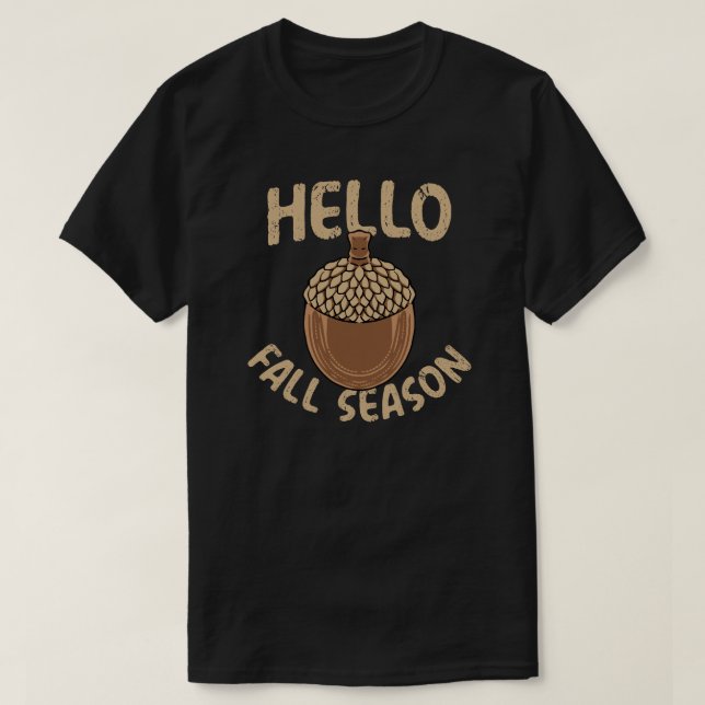 Cozy Hello Fall Season Acorn T-Shirt (Design vorne)