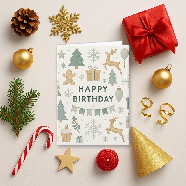 Cozy Holiday Birthday Design Karte (Von Creator hochgeladen)